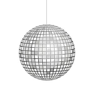 Silver Disco ball icon isolated on grayscale background. Vector stock illustration