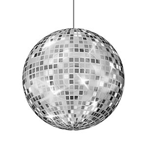 Silver Disco Ball Vector. Dance Night Club Retro Party Classic Light