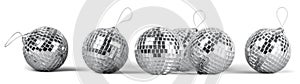 Silver disco mirror balls isolated on white