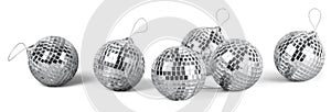 Silver disco mirror balls isolated on white