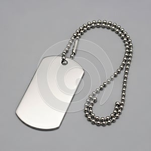 Silver dog tag with a blank