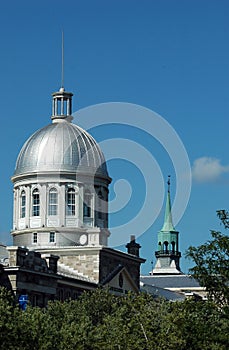 Silver Dome of Bonsecours Market Against Blue Sky