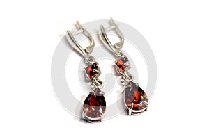 Silver ear-rings with pomegranate