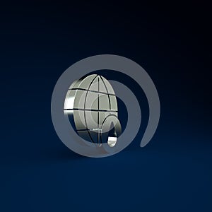 Silver Earth planet in water drop icon isolated on blue background. World globe. Saving water and world environmental