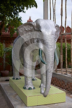 Silver Elephant statue in Wat Ounalom in Phnom Penh