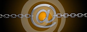 Silver email symbol with chain