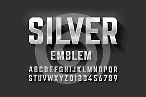 Silver emblem style font, metallic alphabet