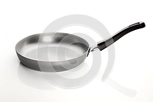 Silver empty frying pan