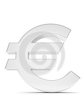 Silver euro sign. 3D rendering.