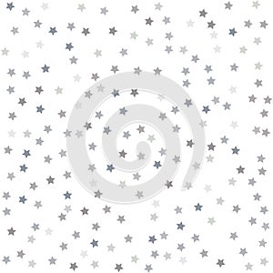 Silver falling confetti stars. Luxury festive background. Silver