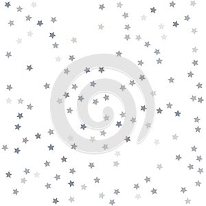 Silver falling confetti stars. Luxury festive background. Silver