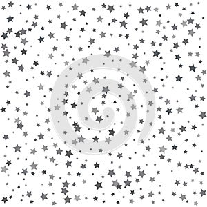 Silver falling confetti stars. Luxury festive background. Silver