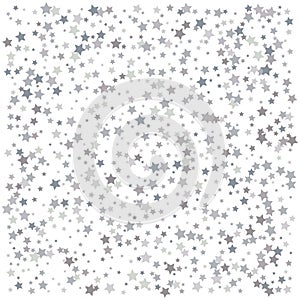 Silver falling confetti stars. Luxury festive background. Silver