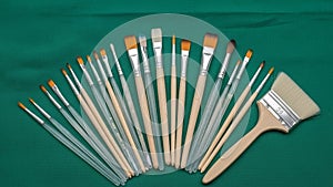 And silver ferrules featuring different shapes and sizes of bristles