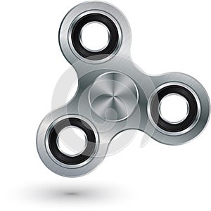 Silver fidget spinner, stress relief toy, vector illustration