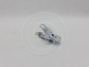 Silver finger used rusty dirty nail cutter tools in white isolated background