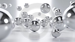 silver Floating spheres empty space for product show. Generative Ai