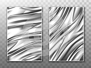 Silver foil crumpled metal texture background