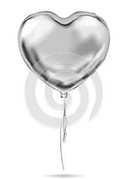 Silver Foil Heart Shape Balloon. Image birthday celebration, social party and any holiday events