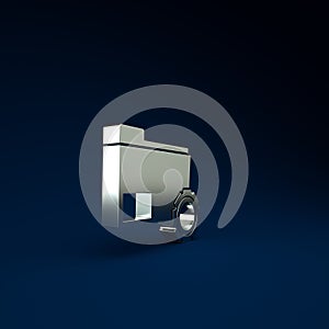 Silver Folder settings with gears icon isolated on blue background. Software update, transfer protocol, teamwork tool