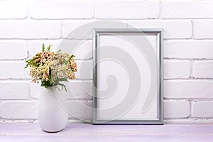 Silver frame mockup with yarrow flowers