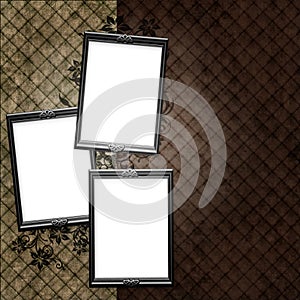 Silver frame over vintage striped wallpaper