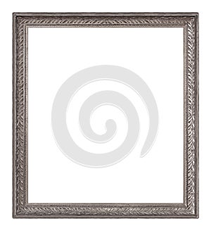 Silver frame for paintings, mirrors or photo isolated on white background