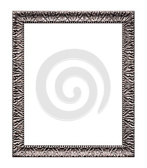 Silver frame for paintings, mirrors or photo isolated on white background