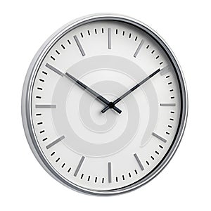 Silver Frame White Clock Face 3 D Wall Clock Illustration