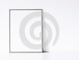 Silver frame on white furniture, luxury home decor and design for mockup, poster print and printable art, online shop
