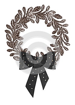 Silver frame wreath for paintings, mirrors or photo isolated on white background. Design element with clipping path