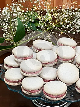 Silver French Macarons at Wedding Reception