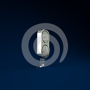Silver Gauge scale icon isolated on blue background. Satisfaction, temperature, manometer, risk, rating, performance