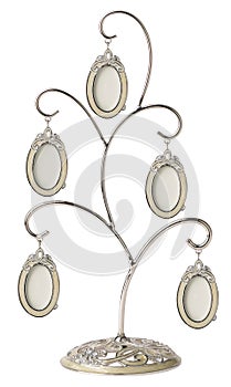 Silver genealogical family tree with small oval frames
