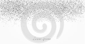 Silver glitter background. Silver sparkles on white background