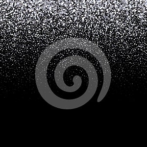 Silver glitter on dark background, falling particles. Vector