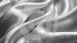 Silver Glitter Fabric Draped Softly Elegant Texture
