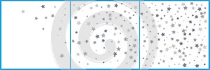 Silver glitter falling stars. Silver sparkle star on white background. Vector template for New year, Christmas, birthday, party,