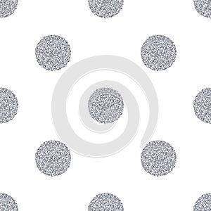 Silver glitter polka dot texture seamless pattern