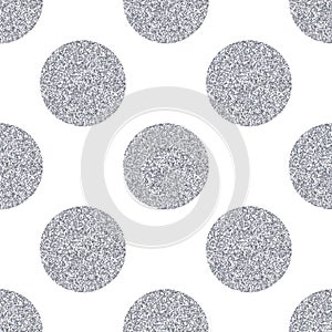 Silver glitter polka dot texture seamless pattern