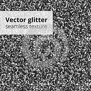 Silver glitter seamless pattern. Vector sparkles texture. Sequins background