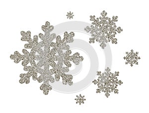 Silver glitter snowflakes for Christmas decoration