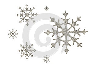 Silver glitter snowflakes for Christmas decoration