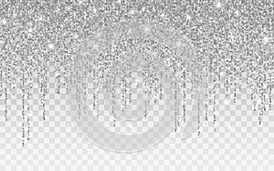 Silver glitter sparkle on a transparent background. Silver Vibrant background with twinkle lights. Vector illustration photo