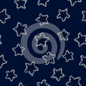 Silver glitter stars on dark background seamless pattern