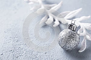 Silver glittering shining christmas ball