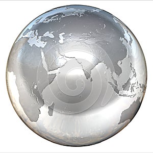 Silver globe on white background