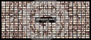 Silver glossy gradient, metal foil texture. Color swatch set. Collection of high quality gradients. Shiny metallic