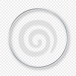 Silver glowing circle frame with shadow