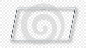 Silver glowing rectangular shape frame with shadow